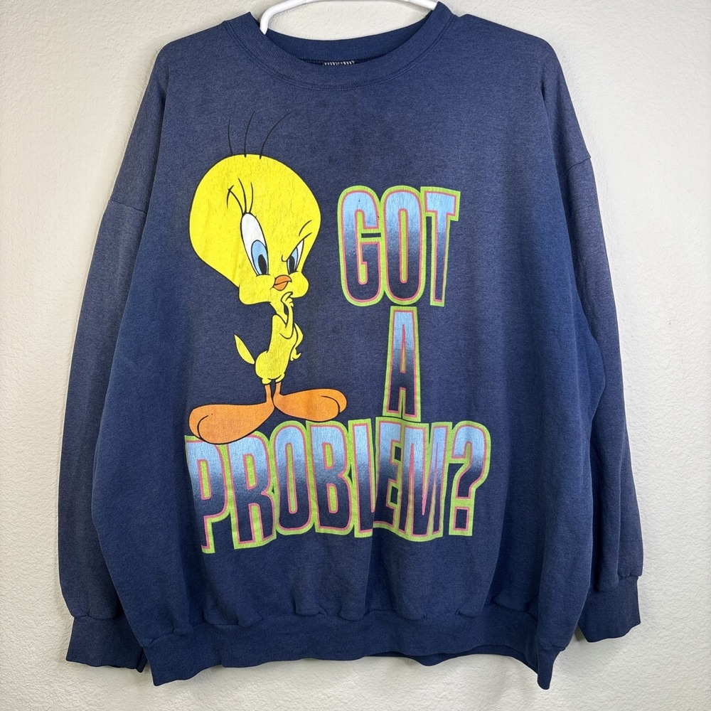 Vintage Loony Tunes Tweety Bird Sweatshirt "Got A Problem" Size L 1997